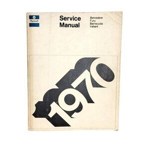 Vintage 1970 Service Manual Book Plymouth Belvedere Fury Barracuda Valia…